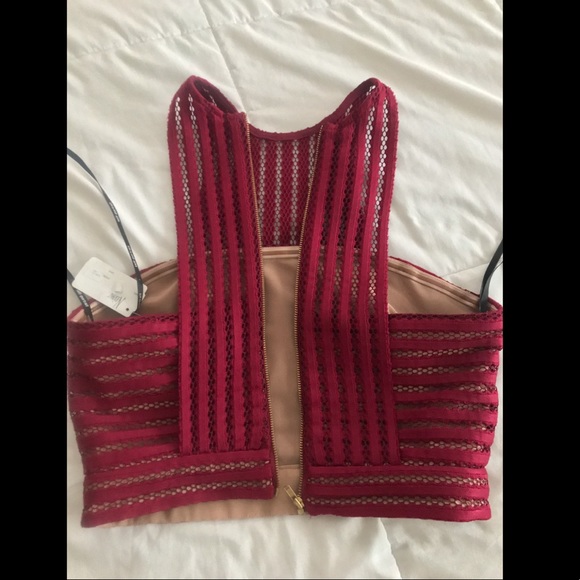 Self Portrait Burgundy Striped Column Top & Skirt - Picture 4 of 8